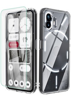 Buy Protective Case Compatible with Nothing Phone 2 with Tempered Glass Screen Protector TPU 6.7 Inch Clear Slim Shockproof Protection Back Cover in Saudi Arabia