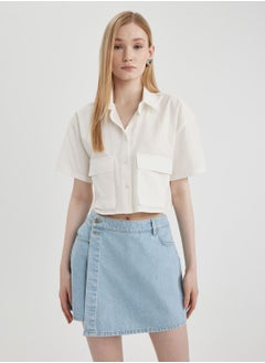 اشتري Oversize Fit Shirt Collar Poplin Short Sleeve Shir في الامارات