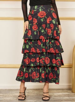 Buy All Over Floral Print Flared Maxi Skirt in Saudi Arabia