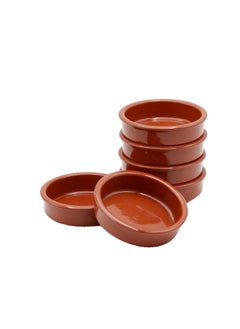 اشتري Spanish Round Clay Dish Handmade Mud Multipurpose Kitchen Dining Tableware Natural Mud Pot Brown Color 6Pc Set في الامارات