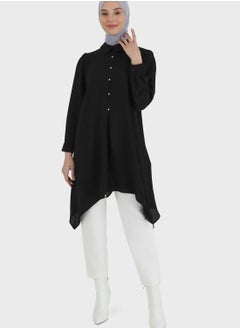 Buy Asymmetrical Hem Button Detail Tunic in UAE