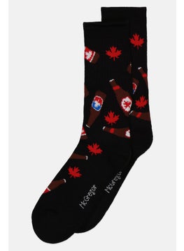 Buy Men 1 Pair Graphic Print Crew Socks, Black Combo in Saudi Arabia