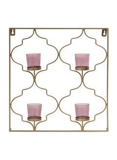 اشتري Saar Wall-Mounting 4-Candle Holder, Gold & Pink - 38x41 cm في الامارات