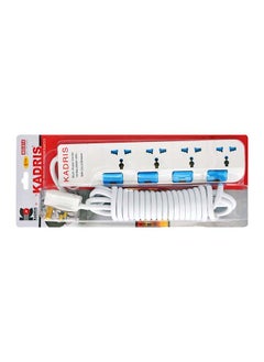 اشتري Power Strips 814 Heavy Duty Extension Cord with 4 way Outlets with individual switch, Charging Socket with 5 yard Heat resistant  Extension Cord (White) في الامارات