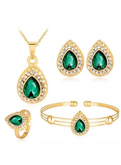 اشتري Rhinestone Water Drop Pendant Necklace Bracelet Earrings Jewelry Set في السعودية