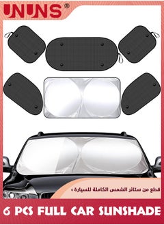 Buy Universal Car Window Shades Set,6 Pcs Auto Window Sunshades Privacy Curtains-Sun Visor Windshield Shade+4 Front Rear Side Window Shade Cling Sunshade,100% Block Light For Breastfeeding,Camping in UAE