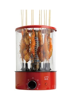 Buy Electric 360° Automatic Rotating Smoke-free Grill BBQ Machine Timed 1100W TK-12D Red in Saudi Arabia