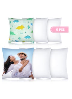 Buy 6 Pieces Sublimation Blanks Pillow Cases, White Cushion Covers with Heat Press DIY, Heat Transfer Polyester Peach Skin Cushion Cover with Concealed Zipper in Saudi Arabia