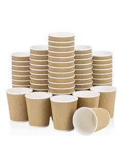 اشتري 50-Piece Hot Beverage Corrugated Disposable Ripple Insulated Coffee Cups 8 Ounce في الامارات