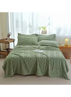 اشتري COMFY SOFT & FLUFFY 3PC BLANKET SET KINGSIZE- 1 BLANKET & 2 PC PILLOW COVER SET GREEN في الامارات