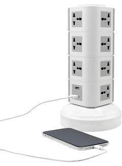 Buy Universal Multi Socket Tower Extension with USB Ports Cord UK Plug Power Strip Multi Charging Station in UAE