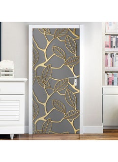 Buy Waterproof Printed Door Sticker Grey/Gold 50 X 120cm in Saudi Arabia