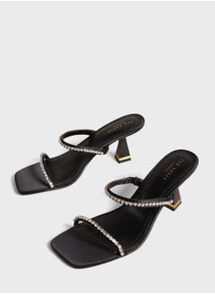 Buy Rinita Diamante Satin Mule Heel Sandals in UAE