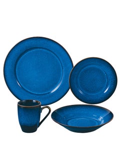 Buy 16-Piece Porcelain Dinner Set Blue in Saudi Arabia