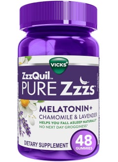 اشتري ZzzQuil PURE Zzzs، علكة مساعدة على النوم مع اللافندر، وجذور الناردين والبابونج، ونكهة الفانيليا البرية الطبيعية، غير مسببة للإدمان، 48 قطعة في الامارات