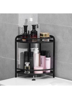 Buy 2 Black Corner Shelves For Bathroom And Kitchen in Saudi Arabia