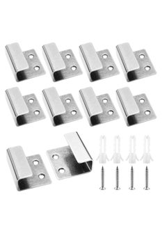 اشتري 10 Pcs Stainless Steel Tile Display Wall Hangers, Silver Wall Mount Brackets Hooks, Heavy Duty for Mirrors, Picture Frames, Ceramic Wall Displays في السعودية