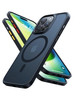 Buy Magnetic Shockproof for iPhone 15 Pro Case, [Military-Grade Drop Tested] [Compatible with MagSafe] Translucent Slim Protective Anti-Scratch Anti-Fingerprint Guardian Mag 2023, Black Titanium in UAE