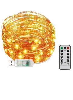 Buy Warm White Remote Control Fairy String Lights 33 feet 100 LEDs USB Powered LED String Lights for Christmas EID Ramadan Diwali Wedding Birthday Party Home Decoration Waterproof with 8 Modes Changing in UAE