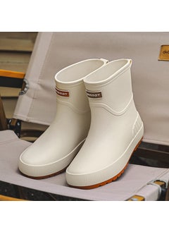 اشتري Korean Mid-Calf Rain Boots Casual Non-Slip WaterproofBeige Beige في الامارات