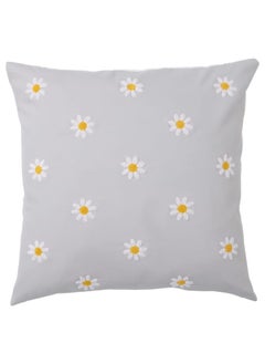 اشتري Cushion cover, floral pattern grey/white, 50x50 cm في السعودية