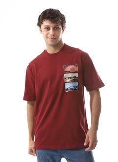 اشتري Men's Cotton T-Shirt - Classic and Comfortable Casual Tee-Dark red في مصر