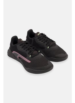 Buy Women Fuse Lace Up Running Shoes, Black/Pink Combo in Saudi Arabia