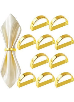 Buy Napkin Rings, 10Pcs Gold Stainless Steel Napkin Ring Holders, Modern Design Ring Holder Metal Semicircle Serviette Buckles Metallic Adornment, for Table Settings Kitchen Dinner Party Wedding in Saudi Arabia