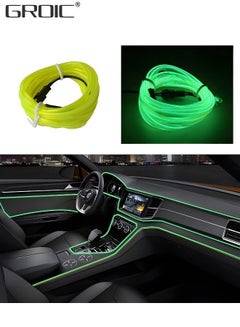 اشتري Neon Glowing LED Strip Lights, Wire Interior Car EL Wire 5m USB 5V Power Supply, Glowing Strobing Electroluminescent Wire Lights for Car Decorations (Fluorescent Green) في الامارات