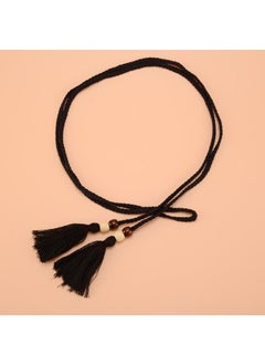 Buy Wenyi Fan Cotton Rope Woven Waist Chain with Skirt Womens Long Knot Belt Tassel Decoration Narrow Waist Rope Wholesaleblack cotton rope black cotton rope in UAE