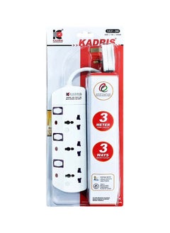 اشتري Power Strips S531 Heavy Duty Extension Cord with 3 way Outlets with individual switch, Charging Socket with 3 meter Heat resistant  Extension Cord (White) في الامارات