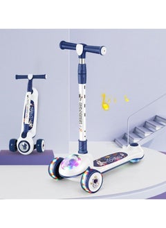 Buy Kids Kick Scooter, LED Lighted Wheels, 3 Adjustable Height Handlebars, Lean-to-Steer, Anti-Slip Deck, 3 Wheels, for Ages 2-8 Years, up to 45 kg in UAE