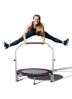 Buy 40/48" Foldable Mini Trampoline Max Load 330lbs/440lbs, Fitness Rebounder with Adjustable Foam Handle, Exercise Trampoline for Adults Indoor/Garden Workout in Saudi Arabia