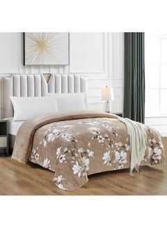 اشتري بطانية سرير الفانيلا مقاس كينغ 200x220 سم فائقة النعومة من الألياف الدقيقة خفيفة الوزن مع طباعة الأزهار لأريكة السرير والأريكة والسفر في السعودية