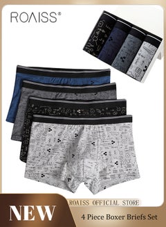 اشتري Men Boxers 4 Pack Set Trend Men Teenage Boys Underwear Short Briefs High Elastic Classic Underwear في الامارات