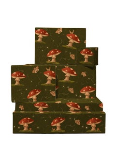 Buy Mushroom Wrapping Paper 6 Sheets Classy Gift Wrap Vintage Wrapping Paper For Men And Women Comes With Fun Stickers in UAE