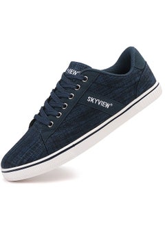 Buy Mens Casual Shoes Low Top Fashion Canvas Sneakers Breathable Comfort Walking Shoes for Male Blue in UAE