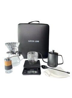 Buy G-40 Coffee Maker Set / 8 in 1 Kit / Coffee Scale / Manual Coffee Grinder / Glass Server / Paper Filter / Glass Dripper / Coffee Spoon / Coffee Kettle / Coffee Mug - Black in UAE