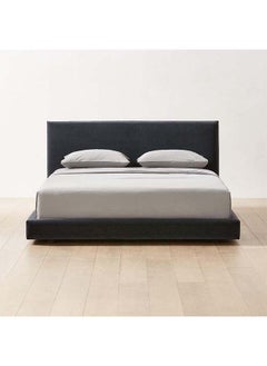 Buy Slate Grey Velvet Bliss: Swedish Wood Super King Bed (200x200x140) by Alhome in Saudi Arabia