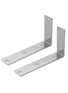 Buy Shelf Brackets 9 inch - 2pcs Heavy Duty L Shaped 90-Degree Right Angle Corner Brace Joint Brackets for Table Bench Space Saving DIY - Silver in UAE