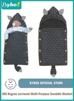 Buy Newborn Baby Wrap Swaddle Blanket Knit Sleeping Bag Receiving Blankets Stroller Wraps for Baby(Dark Gray) (0-6 Month) in UAE