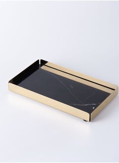 Buy Black Natural Marble Tray with Gold Detachable Base in UAE