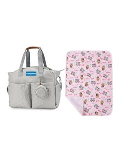 اشتري Combo Pack Of 2 Diaper Portable Bag With Reusable Changing Mat Printed - Pink في الامارات