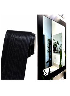 اشتري Mirror Frame Border, Peel and Stick Black Border, Peel and Stick Mirror Frame, Black Wood Grain Wallpaper Border, Removable Waterproof Bathroom Mirror Frame Sticker, Mirror Frame, Black في الامارات