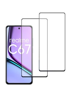 Buy 2-Pack Realme C67 4G Full Coverage Cover Screen Protector 9H Tempered Glass Film Easy Install HD Clear With Military level Shockproof Impact Resistance Guard Dispaly Film Anti-Scratch Protection in Saudi Arabia