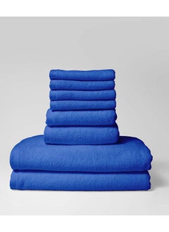 اشتري 8 Pieces Set by La'Marvel, Royal Blue 600 GSM 100% Cotton Hotel Towels في السعودية