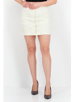 Buy Women Textured Casual Mini Skirts, Cream in UAE