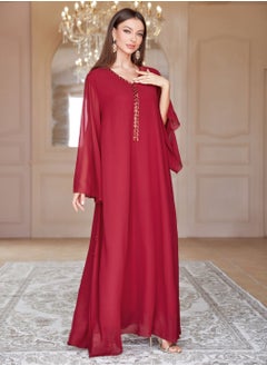 Buy Jalabiya Shineshe Red Sequined Long Sleeve Dress, Shineshe Abaya in UAE