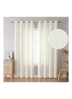 Buy Natural Linen Semi Transparent Curtain For Living Rooms And Bedroom With Steel Grommets 2 Pcs in Egypt