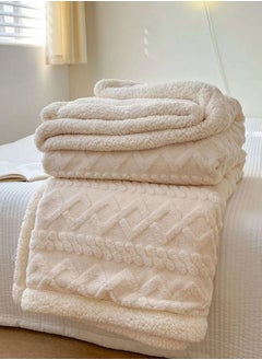 Buy Winter Double Layer Thick Blanket Soft Warm Sherpa Wool Blankets Geometric Plaid Taff Cashmere Lamb Throw Blanket Girls Gift in UAE